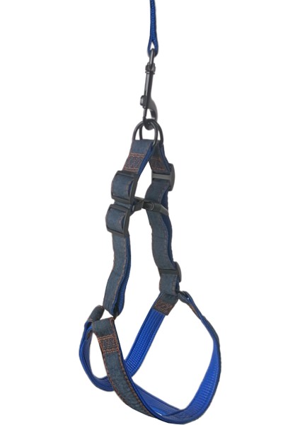 Köpek Göğüs Tasma Seti Dokuma 3.5 Cm*70-90 cm Mavi Kot indirimleri