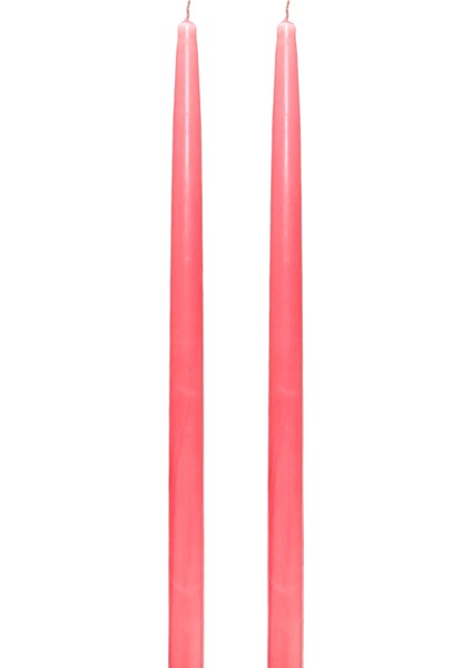 2'li Pembe Uzun Şamdan Mum 42 cm
