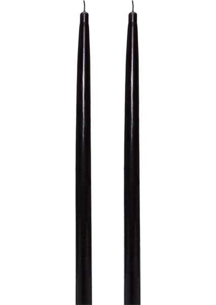 2'li Siyah Uzun Şamdan Mum Seti 42 cm