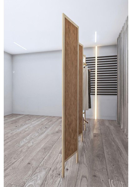 Doğal Ahşap Logo Baskılı Ayna Askılık 6 Kanat Paravan 000019 modelleri