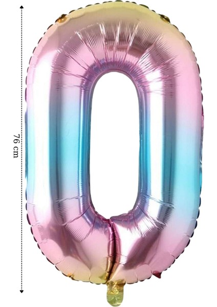 Folyo Balon 0 Rakamı Helyum Balon 76 cm