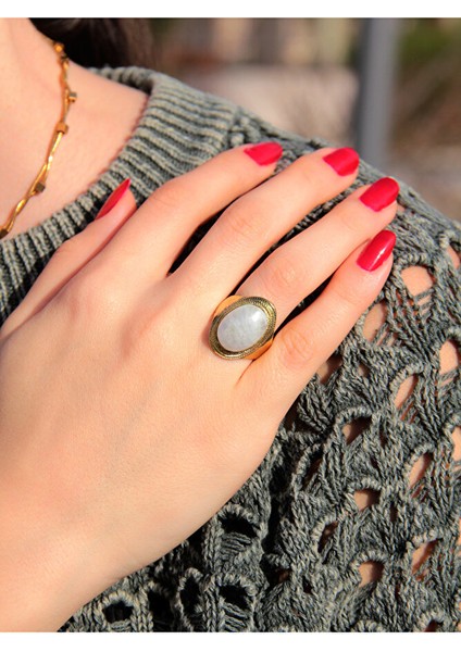 Doğal Taş Aytaşı Ayarlanabilir Kadın Yüzük EUY1AYT fiyatları