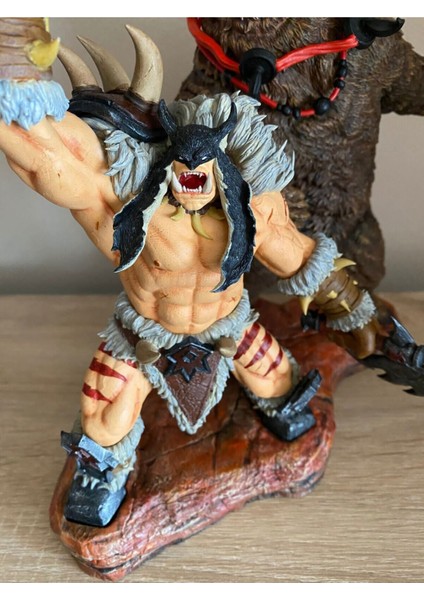 World Of Warcraft Rexxar ve Misha Character Figure Figür Wow Rexxar ve Ayı Misha Obje 25CM Büyük Boy