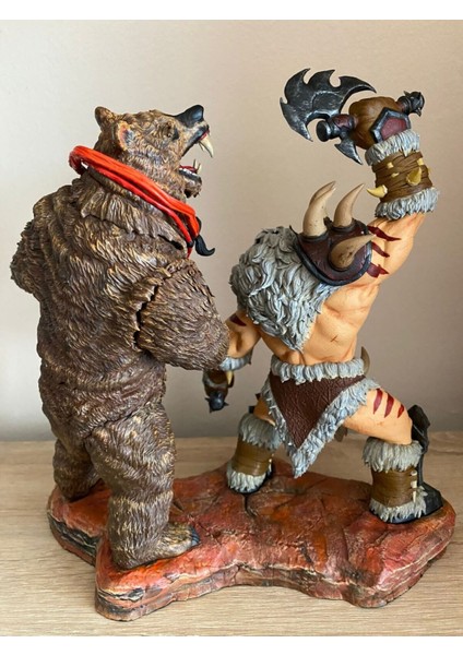 World Of Warcraft Rexxar ve Misha Character Figure Figür Wow Rexxar ve Ayı Misha Obje 25CM Büyük Boy