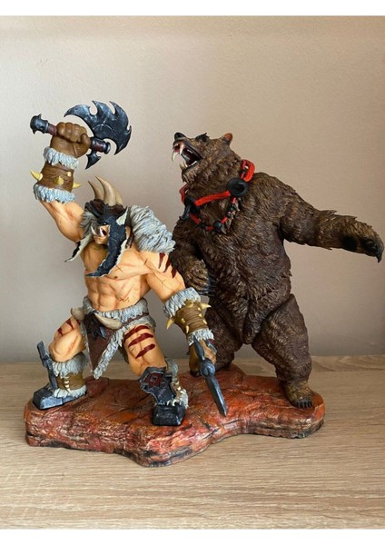 World Of Warcraft Rexxar ve Misha Character Figure Figür Wow Rexxar ve Ayı Misha Obje 25CM Büyük Boy