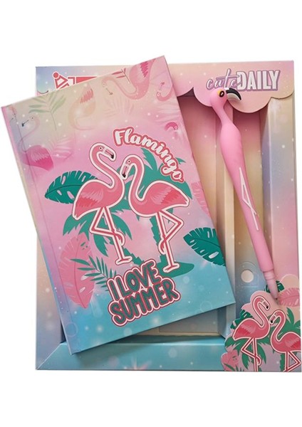 Hatıra Defteri Kilitli Kız Modeli Günlük Defteri Flamingo Kutulu 80 Yaprak Çizgili 1 Adet I Love Su mm er