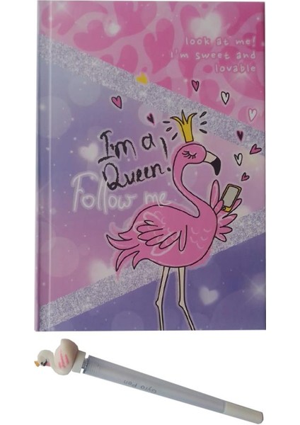 Hatıra Defteri Kilitli Kız Modeli Günlük Defteri Flamingo Kutulu 80 Yaprak Çizgili 1 Adet I'm A Queen