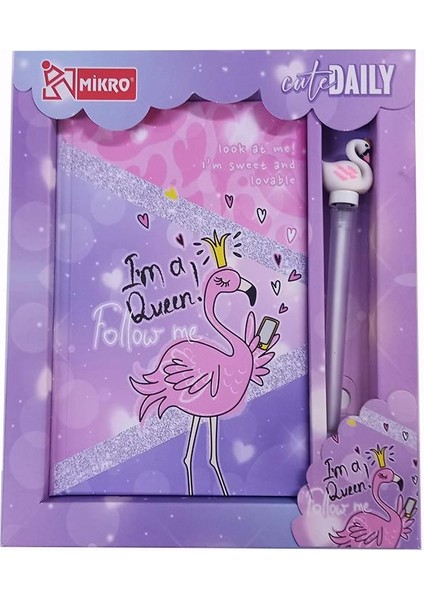 Hatıra Defteri Kilitli Kız Modeli Günlük Defteri Flamingo Kutulu 80 Yaprak Çizgili 1 Adet I'm A Queen