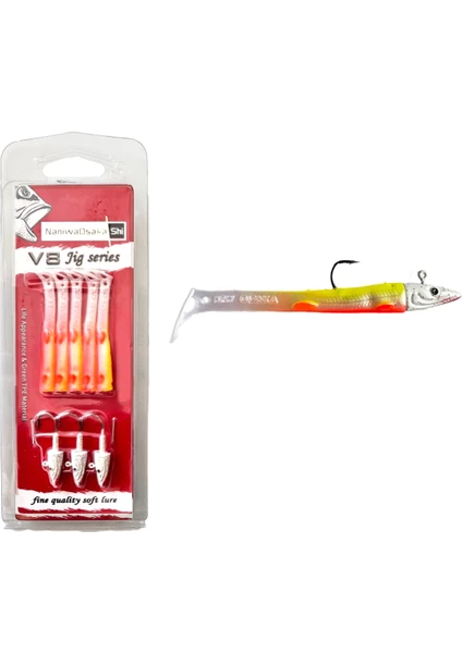 V8 10CM 10GR Silikon Yem Set (3+5) Lemon Back Uv