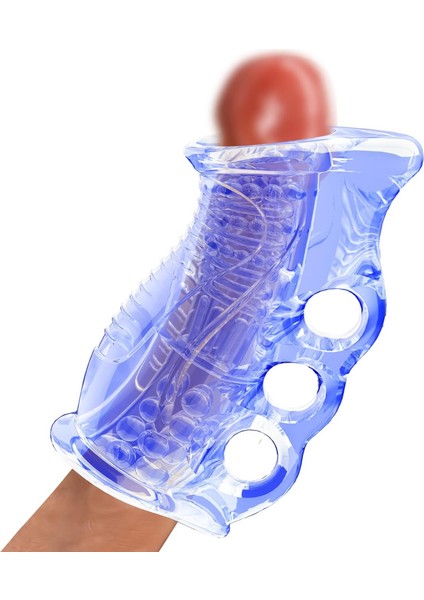 Erkek Penis Eğitim Mastürbatörü Iki Tarafı Açık Uçlu Tırtıklı Stroker