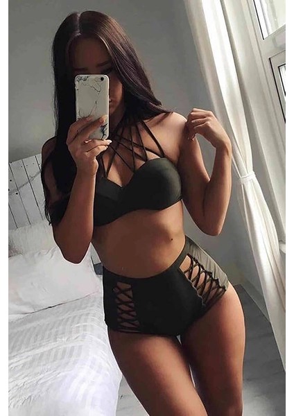 Angel Haki Yeşil Yüksek Bel Bikini Takım MS419102