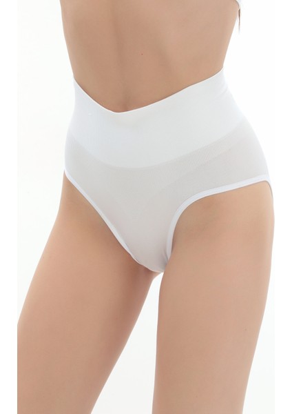 Karın Toparlayıcı Sıkılaştırıcı Slip Dikişsiz Iz Yapmaz Beyaz Renk Kadın Külot Korse