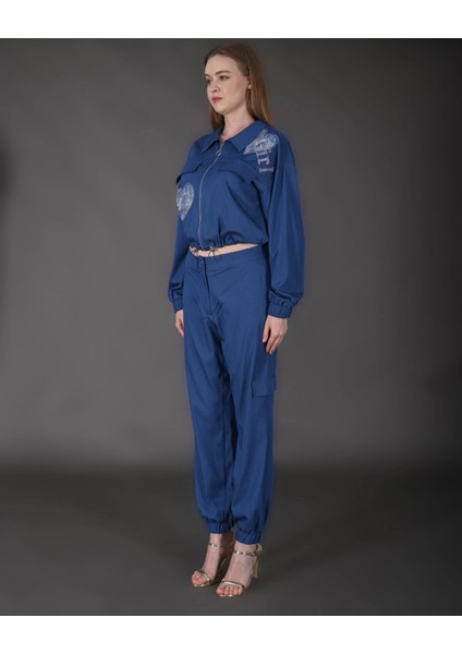 Kadın Yeni Sezon Denim Ceket Taş Detaylı Pantolon Spor Ikili Takım fırsatları