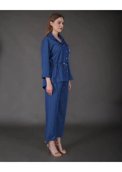 Kadın Yeni Sezon Denim Taş Detaylı Tunik Pantolon Spor Ikili Takım fırsatları