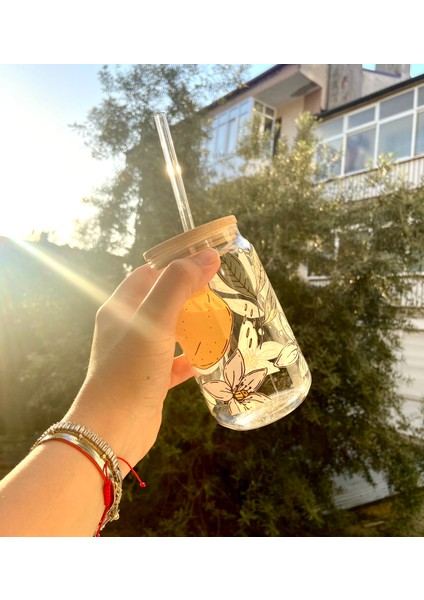 Limonlu Pipetli Cam Bardak
