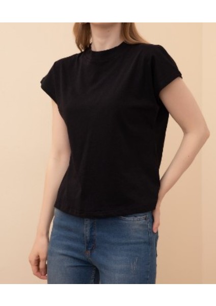 Siyah Sıfır Yaka Kısa Kollu Cotton T-Shirt fiyatları