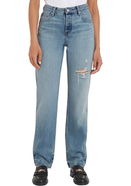 Yüksek Bel Düz Paça Normal Mavi Kadın Denim Pantolon Classıc Straıght Rw Ash Wrn