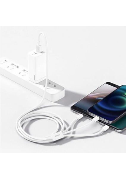 50 cm Metre 3.5AMPER Yüksek Hızlı 3in1 Type-C, Iphone Lightning ve Micro Şarj ve Data Kablosu