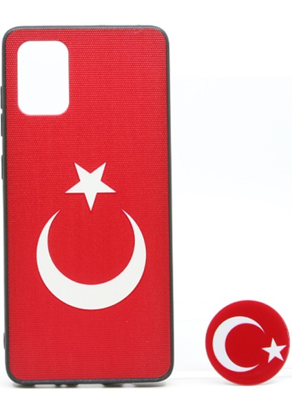 Samsung Galaxy A71 Uyumlu Desenli Popsocket Seri Arka Koruma Kılıf