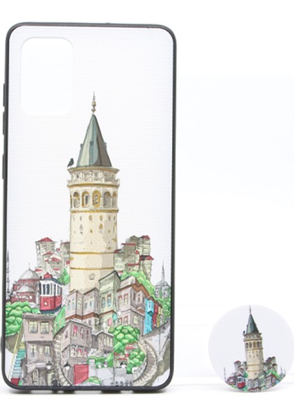 Samsung Galaxy A71 Uyumlu Desenli Popsocket Seri Arka Koruma Kılıf