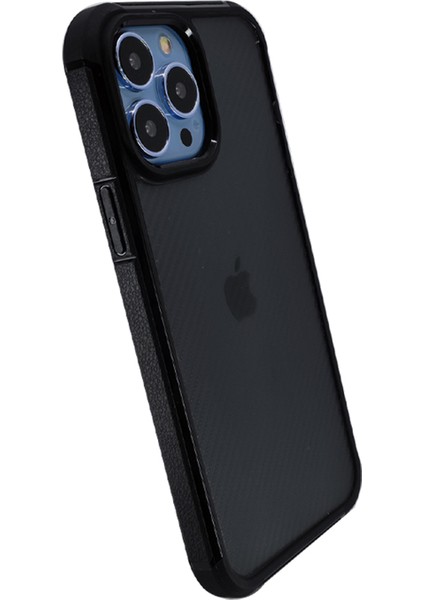 Apple iPhone 13 Pro Uyumlu Karbon Inoks Seri Arka Koruma Kılıf