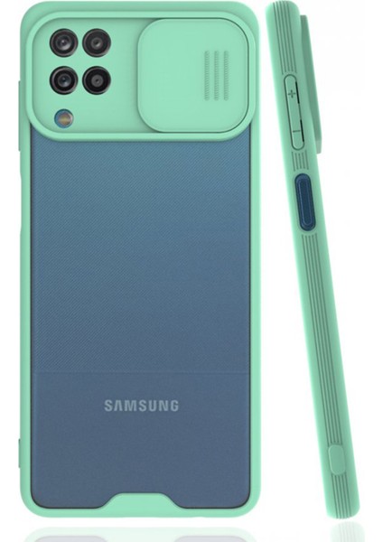 Samsung Galaxy A12 Uyumlu Platin Kamera Kızaklı Arka Koruma Kılıf