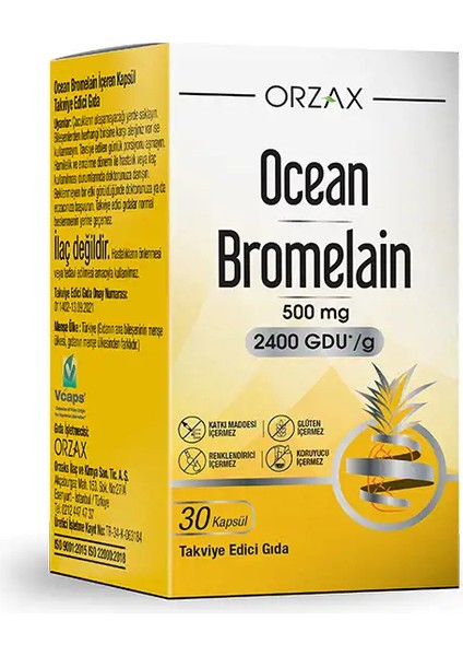 Ocean Bromelain 500 Mg 30 Kapsül ( 1 Adet )