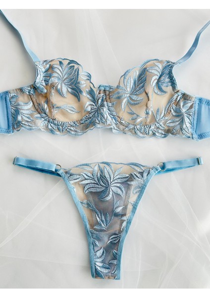 Floral Çiçek Brode Işlemeli Balenli Iç Çamaşırı Takımı fırsatları