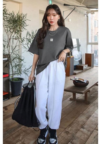 Kadın Free Life Füme Bisiklet Yaka Oversize Salas T-Shirt fiyatları