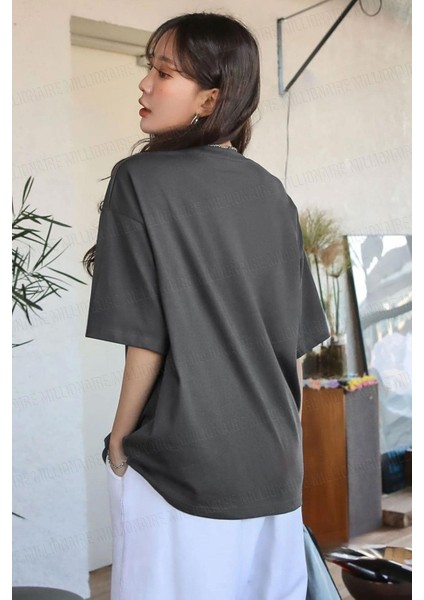 Kadın Free Life Füme Bisiklet Yaka Oversize Salas T-Shirt modelleri