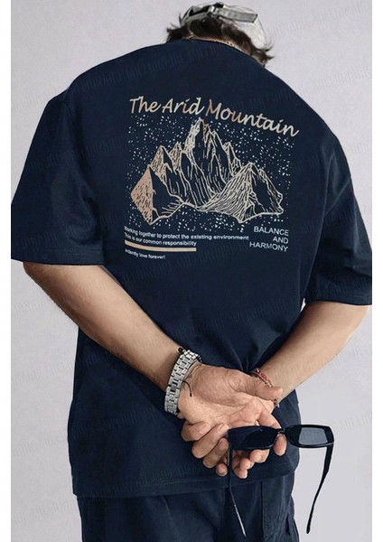 Erkek Arid Mountain Oversize Lacivert Salas T-Shirt