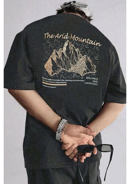 Erkek Arid Mountain Oversize Antrasit Salas T-Shirt