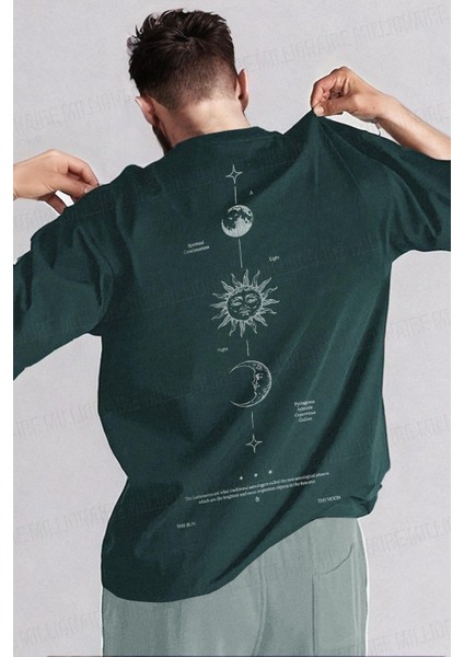 Erkek The Moon Petrol Yeşili Bisiklet Yaka Oversize Salas T-Shirt