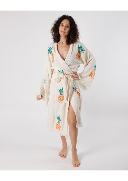 Lux Viridi Antik Kimono Kaftan Ananas Motif