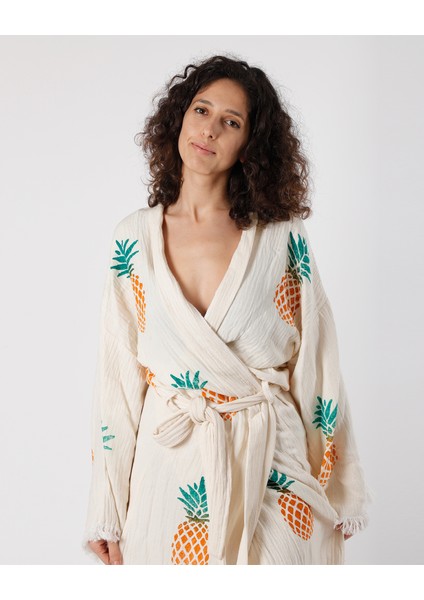 Lux Viridi Antik Kimono Kaftan Ananas Motif