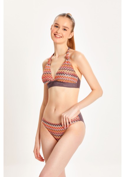 Kadın Çok Renkli Toparlayıcı Boyundan Bağlı Klasik Bel Bikini Takımı 24S107ST modelleri