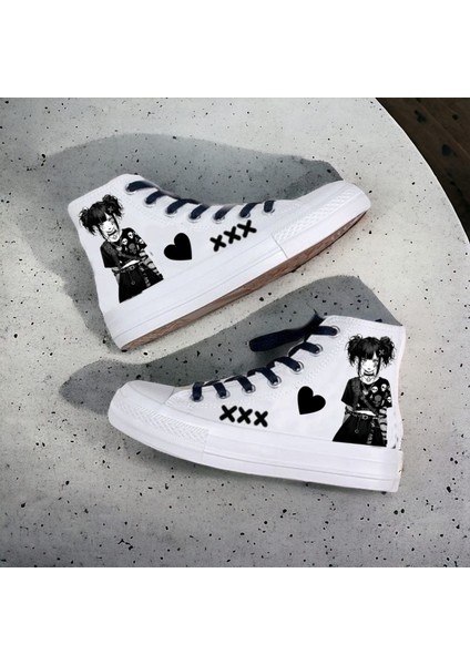 Cool Girls Baskılı Beyaz Keten Çocuk Spor Ayakkabı Sneaker