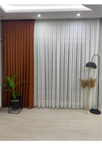 Foldet Keten Tül Perde 1/3 Sık Pileli Ekru Renk modelleri