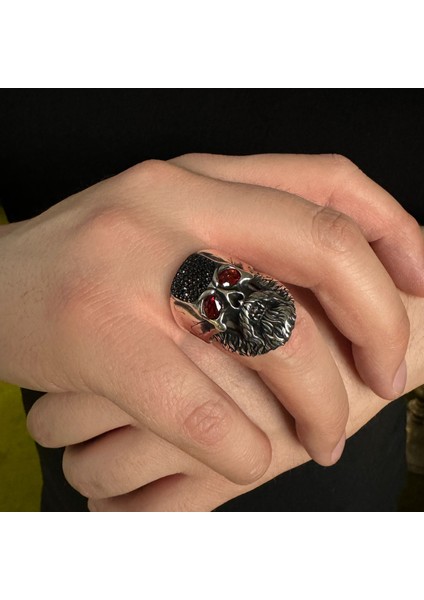 925 Ayar Gümüş Gotik Model Motorcu Biker Tasarımlı Erkek Yüzük fırsatları
