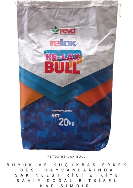 Retox Re-Lax Bull Erkek Besi Hayvanları Için Sakinleştirici Yem Katkı 20KG Torba