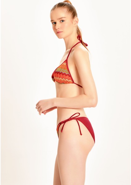 Too Salty Swimwear Kadın Bordo Dantelli Yandan Bağlamalı Üçgen Bikini Takımı 24S116ST