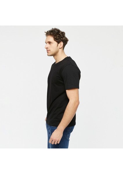 Erkek Bisiklet Yaka Basic T-Shirt (Rahat Kalıp Pamuk)