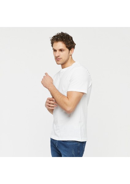 Erkek Bisiklet Yaka Basic T-Shirt (Rahat Kalıp Pamuk) fiyatları