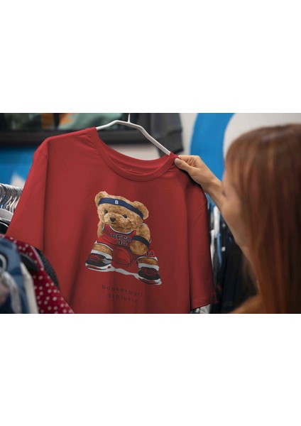 Teddy Kadın Oversize Mavi T-Shirt