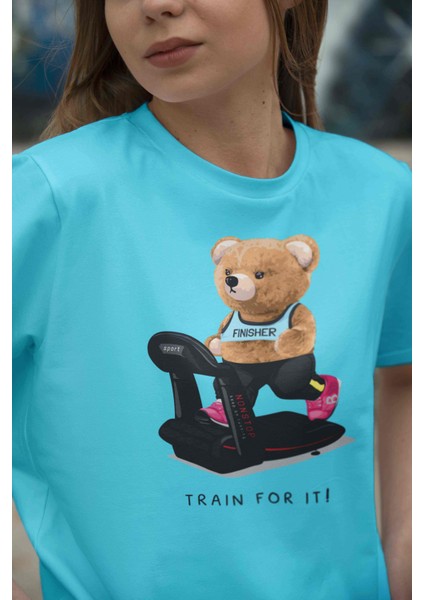 Teddy Kadın Oversize Mavi T-Shirt fırsatları