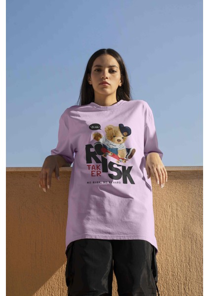 Teddy Baskılı Kadın Oversize Pembe T-Shirt fiyatları