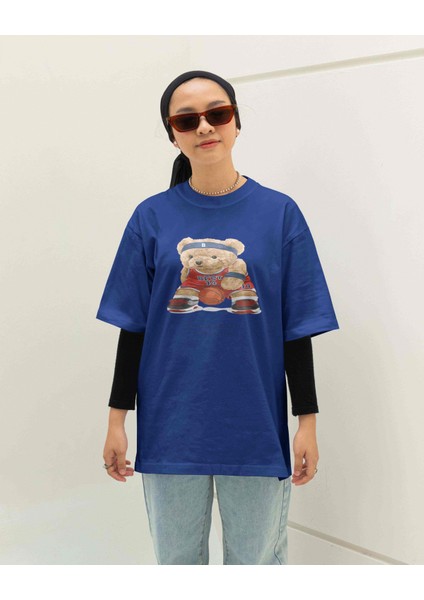 Süprem T-Shirt Yeşil Baskılı Oversize Bisiklet Yaka Kısa Kol T-Shirt