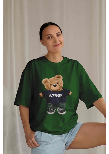 Teddy Süprem T-Shirt - Sarı Baskılı Oversize Bisiklet Yaka Kısa Kol Tişört