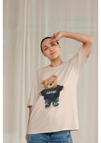 Teddy Süprem T-Shirt - Sarı Baskılı Oversize Bisiklet Yaka Kısa Kol Tişört fiyatları