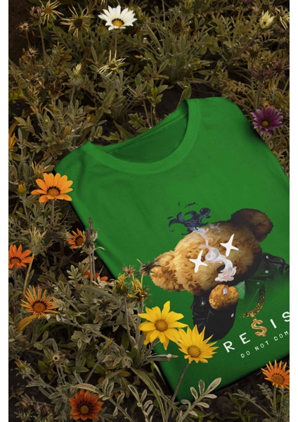 Süprem T-Shirt Yeşil Baskılı Oversize Bisiklet Yaka Kısa Kol T-Shirt fırsatları